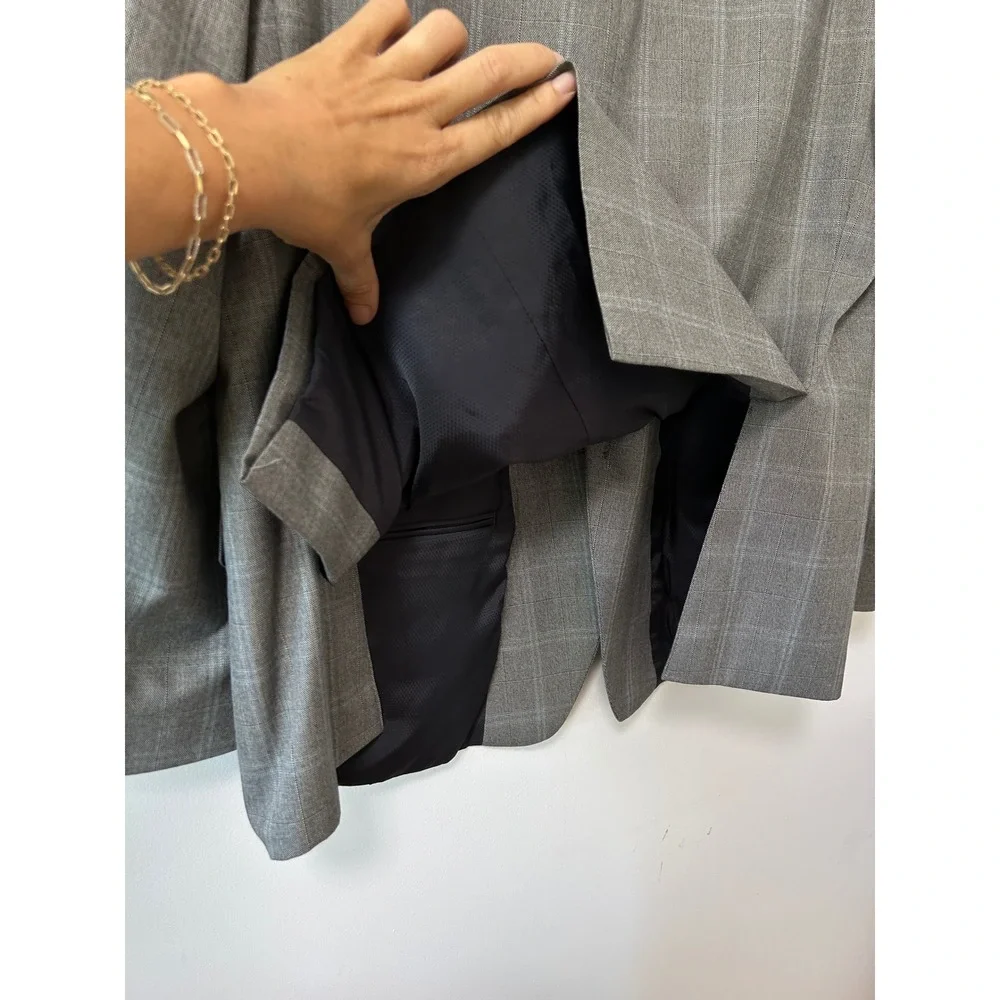 Michael Kors Mens Grey Glen Plaid Two Button Blazer Sport Coat Jacket 46R